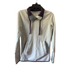 Fat Face Women’s Sz 8 Medium Aqua 1/4 Button‎ Pullover Sweater W/pockets #C1-5